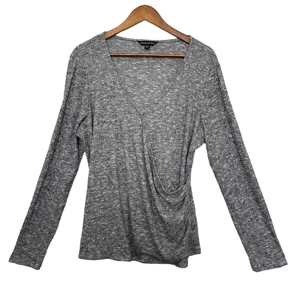 Rock‎ & Republic XXL V-Neck Faux Wrap Long Sleeve Top